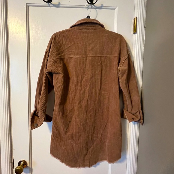 Corduroy Beige Button Up Tunic Style - Picture 2 of 3